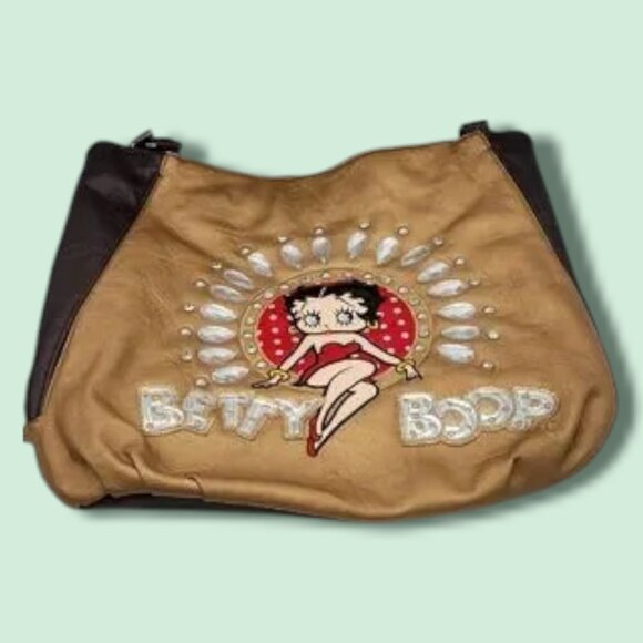 NWOT Betty Boop Shoulder Bag Tote Vegan Leather Rhinestones - Picture 13 of 13